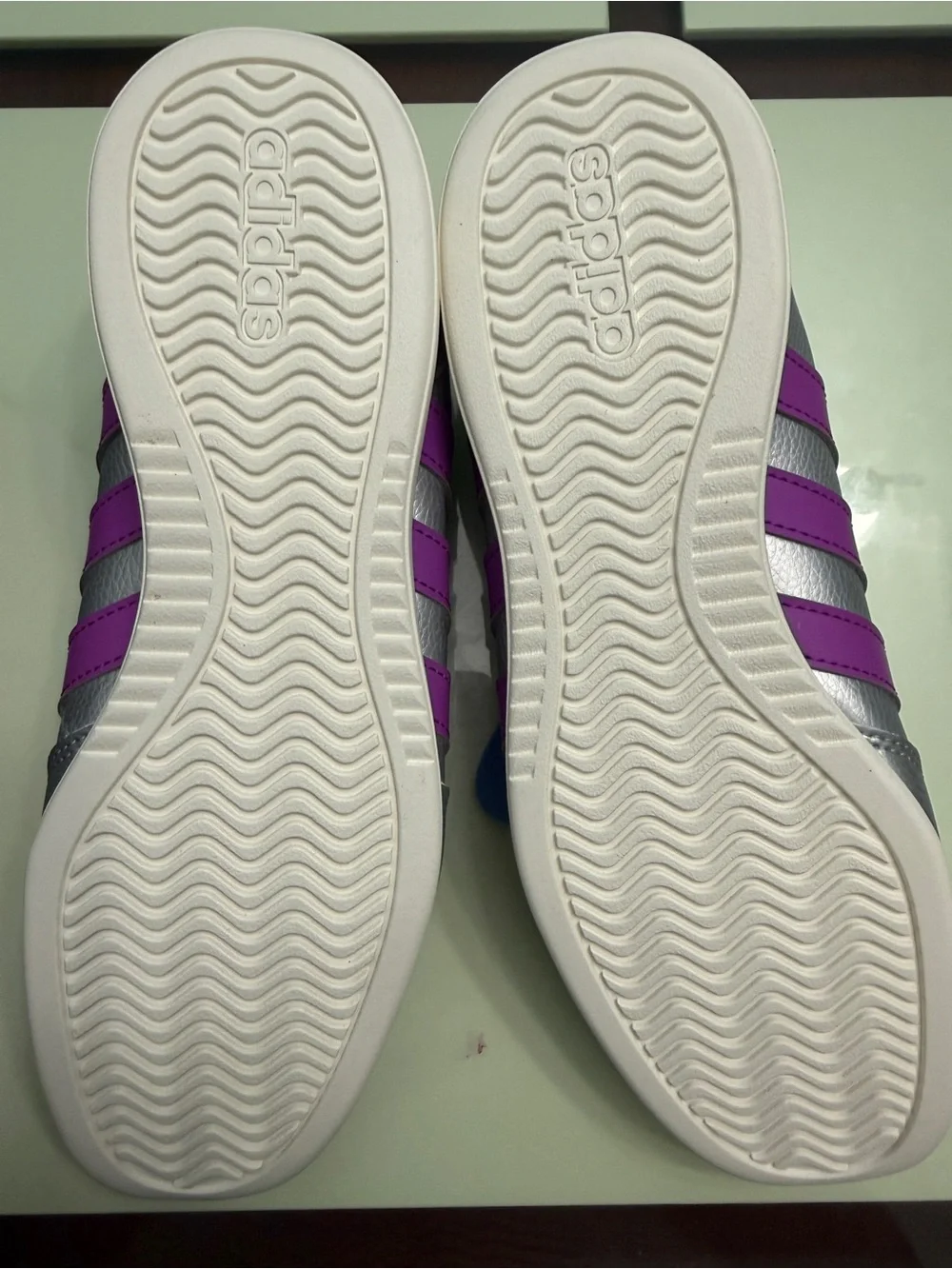 adidas Silver Slip-On Sneakers with Purple Barreda Mary Jane JP6737